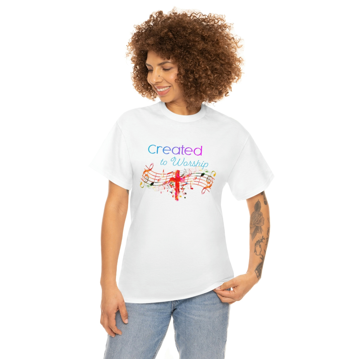 Created to Worship Colorful T-Shirt - Image 2
