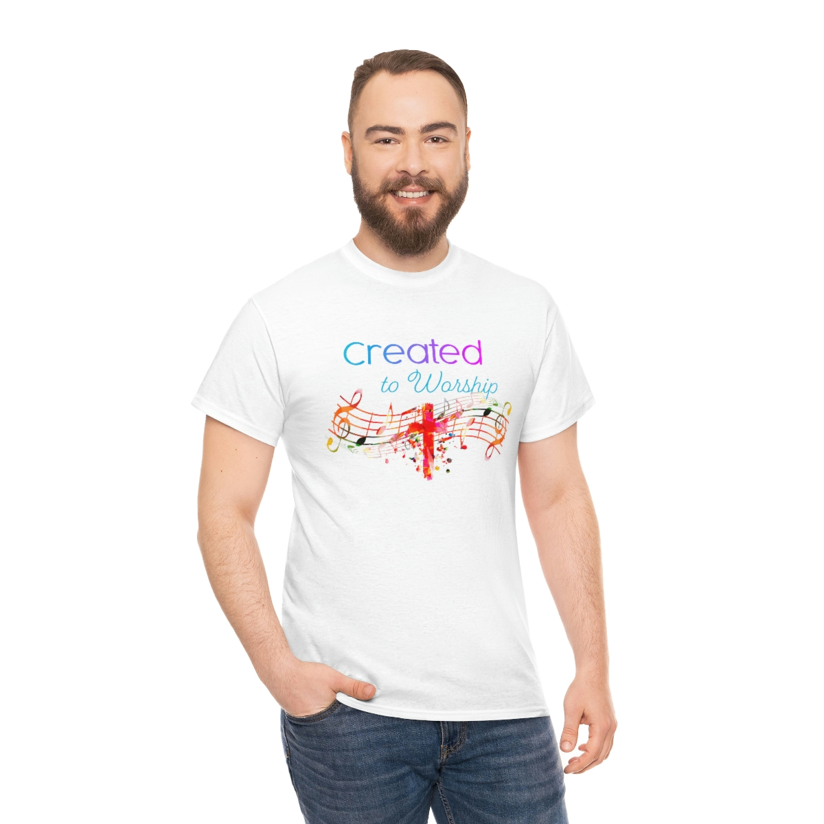Created to Worship Colorful T-Shirt - Image 4